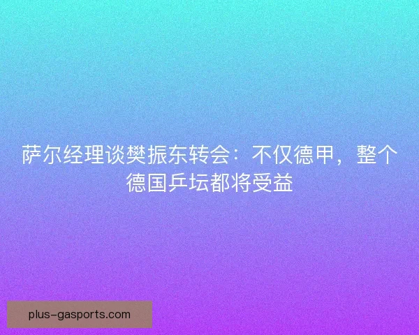 萨尔经理谈樊振东转会：不仅德甲，整个德国乒坛都将受益